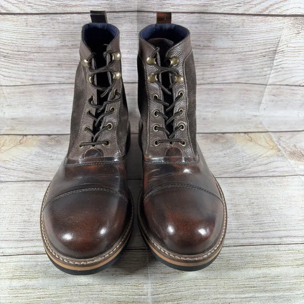 Ben Sherman Rafe Mens Size 7 Boots Leather Lace Up Brown